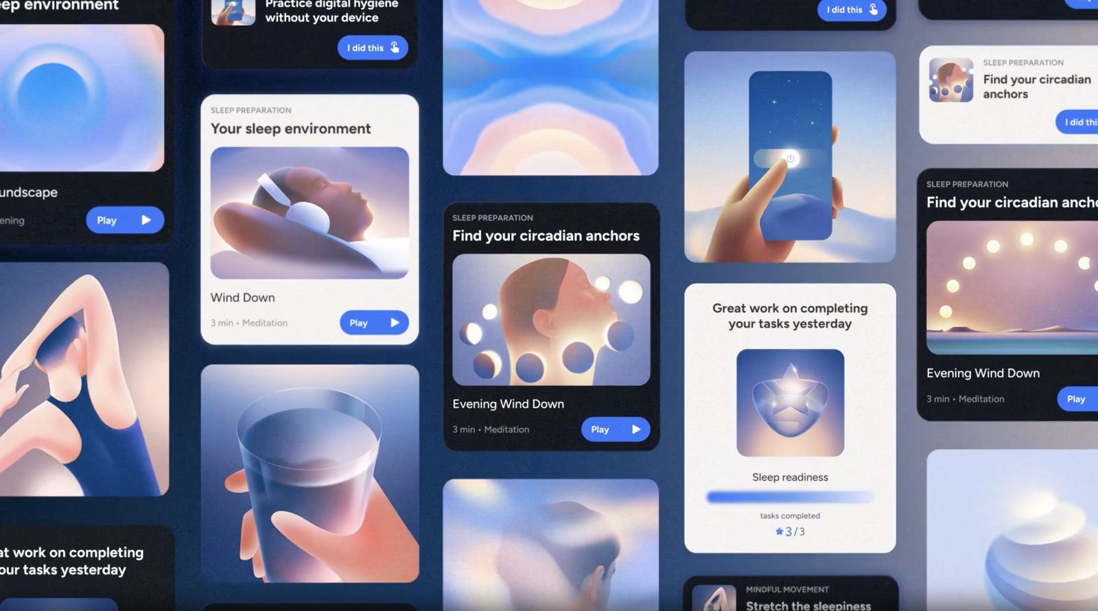 Calm Sleep visual system layouts