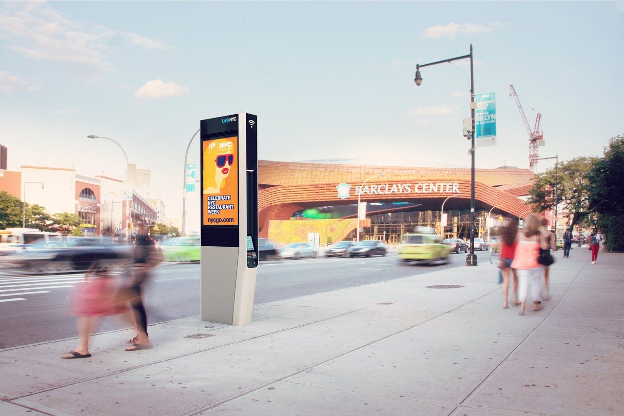 LinkNYC kiosk on a New York street